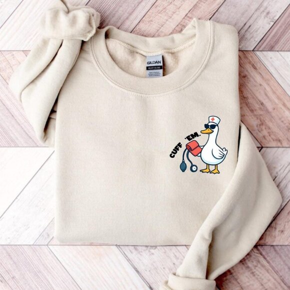 Funny Goose Nurse Sweatshirt Silly Goose Nurse Sweatshirt ER Nurse Sweatshirt - Picture 1 of 5